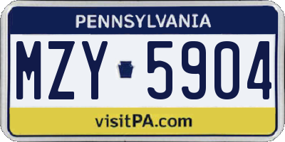 PA license plate MZY5904
