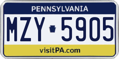 PA license plate MZY5905