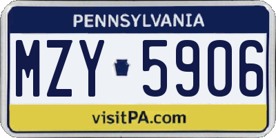 PA license plate MZY5906
