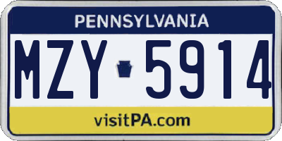 PA license plate MZY5914