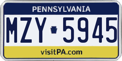 PA license plate MZY5945