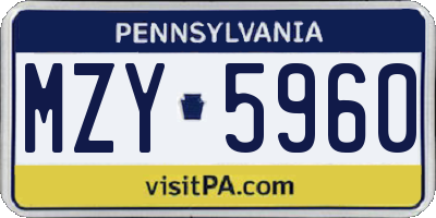 PA license plate MZY5960
