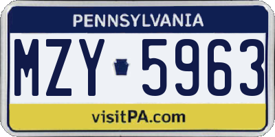 PA license plate MZY5963