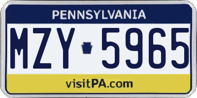 PA license plate MZY5965
