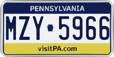 PA license plate MZY5966