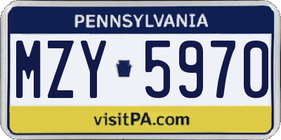 PA license plate MZY5970