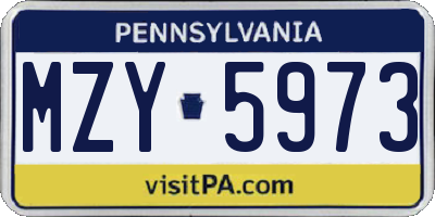 PA license plate MZY5973