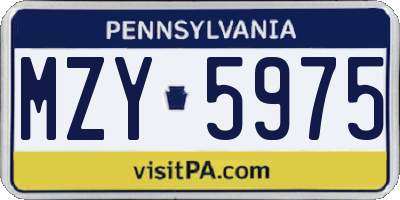 PA license plate MZY5975