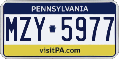 PA license plate MZY5977