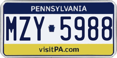 PA license plate MZY5988