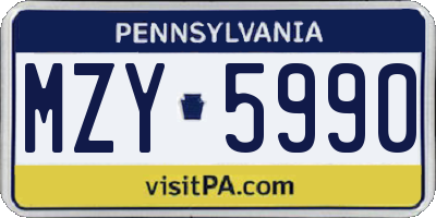 PA license plate MZY5990