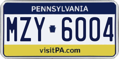PA license plate MZY6004