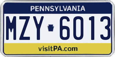 PA license plate MZY6013