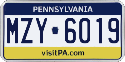PA license plate MZY6019