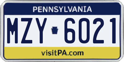 PA license plate MZY6021