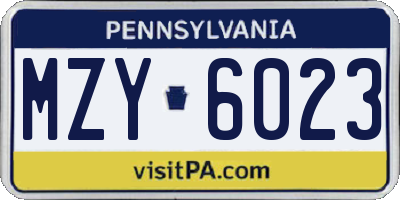 PA license plate MZY6023