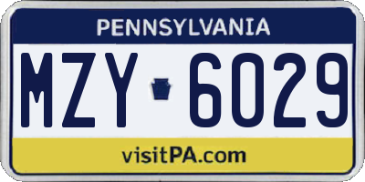 PA license plate MZY6029