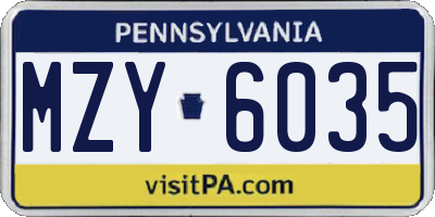 PA license plate MZY6035