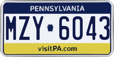 PA license plate MZY6043
