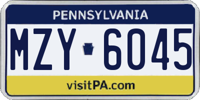 PA license plate MZY6045