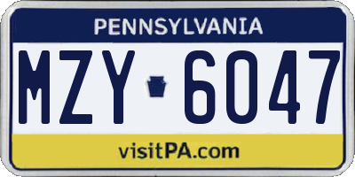 PA license plate MZY6047