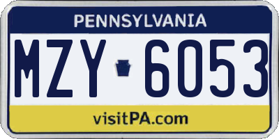PA license plate MZY6053