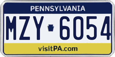PA license plate MZY6054