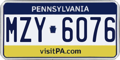 PA license plate MZY6076