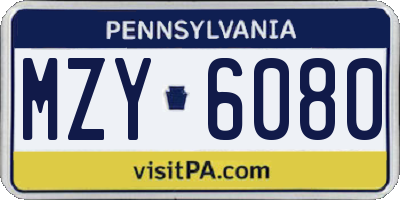 PA license plate MZY6080