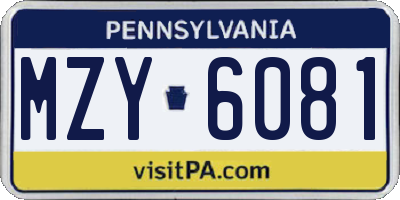 PA license plate MZY6081