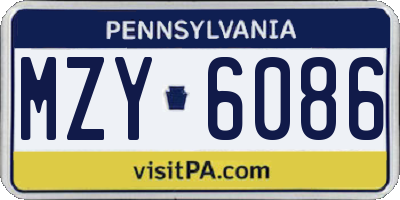 PA license plate MZY6086