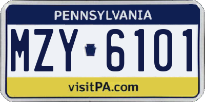 PA license plate MZY6101