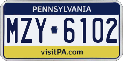 PA license plate MZY6102