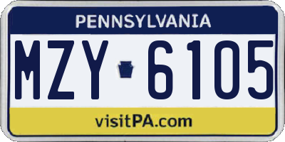 PA license plate MZY6105