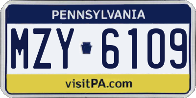 PA license plate MZY6109