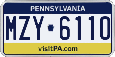 PA license plate MZY6110