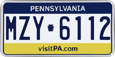 PA license plate MZY6112