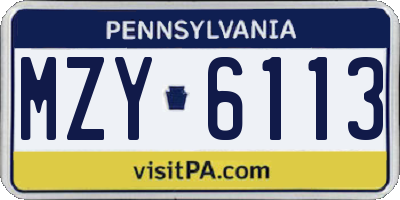 PA license plate MZY6113