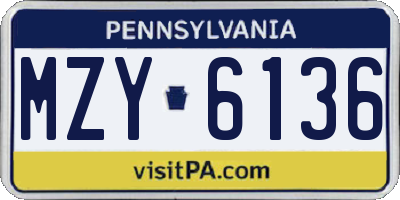 PA license plate MZY6136