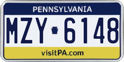 PA license plate MZY6148