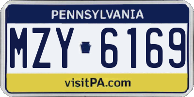 PA license plate MZY6169