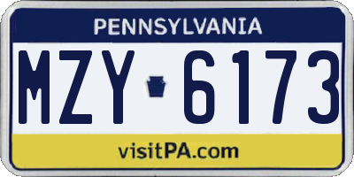 PA license plate MZY6173