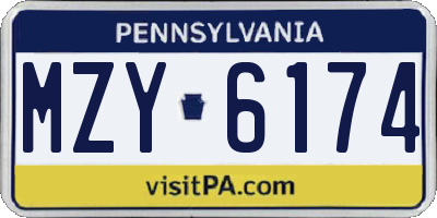 PA license plate MZY6174