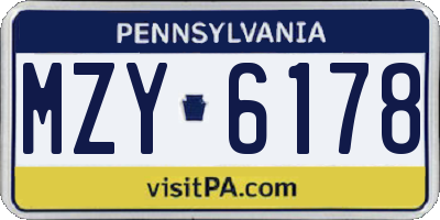 PA license plate MZY6178