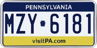 PA license plate MZY6181