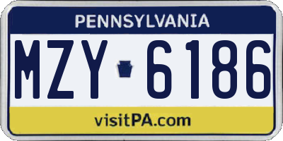 PA license plate MZY6186