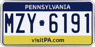 PA license plate MZY6191
