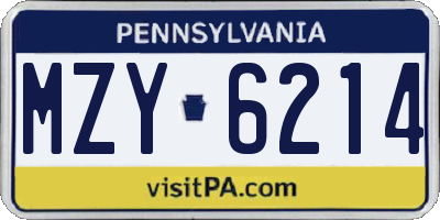 PA license plate MZY6214