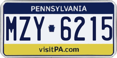 PA license plate MZY6215