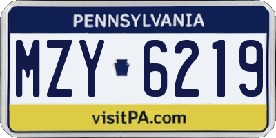 PA license plate MZY6219
